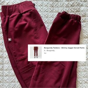 Figs burgundy taldora skinny joggers